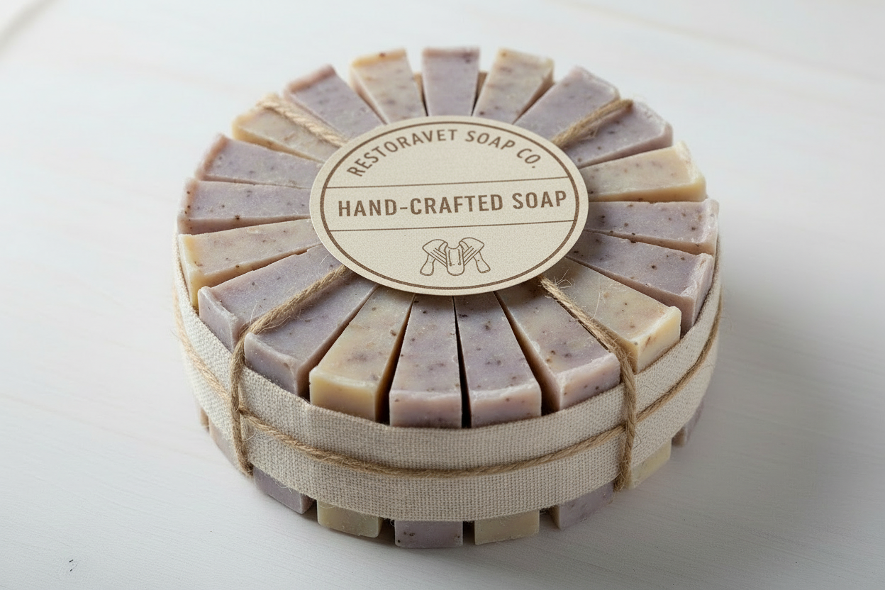 get rid of the cow and the lavender and oatmeal. Move Hand-Crafted Soap to where Lavender and Oatmeal is and add Restoravet Soap Co where Hand-Crafted Soap is